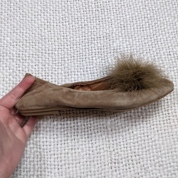 Gentle Souls Portia Pompom Genuine Leather Ballet Flats in Camel Size 7.5 - Picture 3 of 6